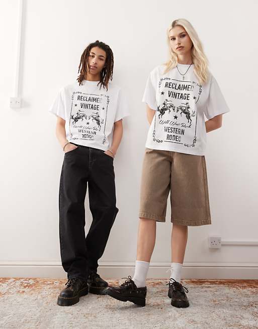 Reclaimed Vintage unisex western rodeo graphic oversized t-shirt in white