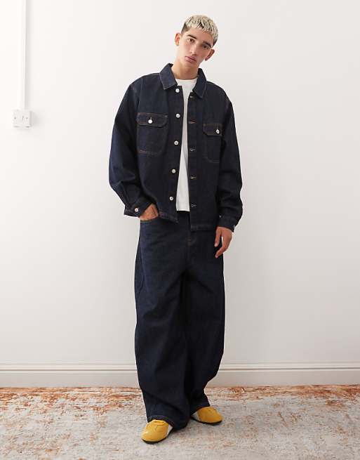 Reclaimed Vintage western co-ord in Indigo with contrast stitch