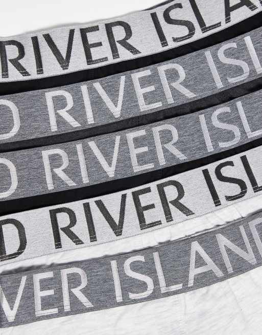 River Island 5 Pack Trunks In Mixed Grey