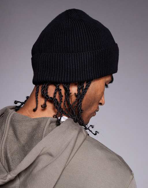 River Island Fisherman Beanie In Black