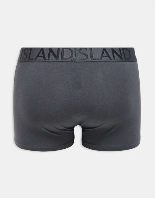 River Island Jacquard Waistband 5 Pack Of Trunks In Dark Grey