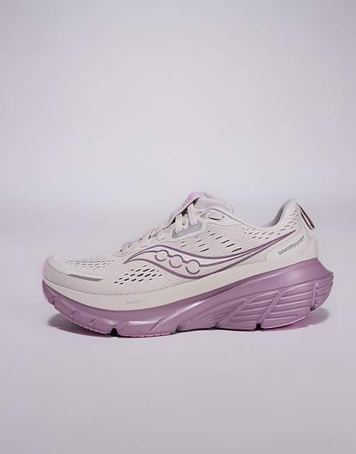Saucony Guide 18 Max Cushioning Running Trainers In Moon And Quail