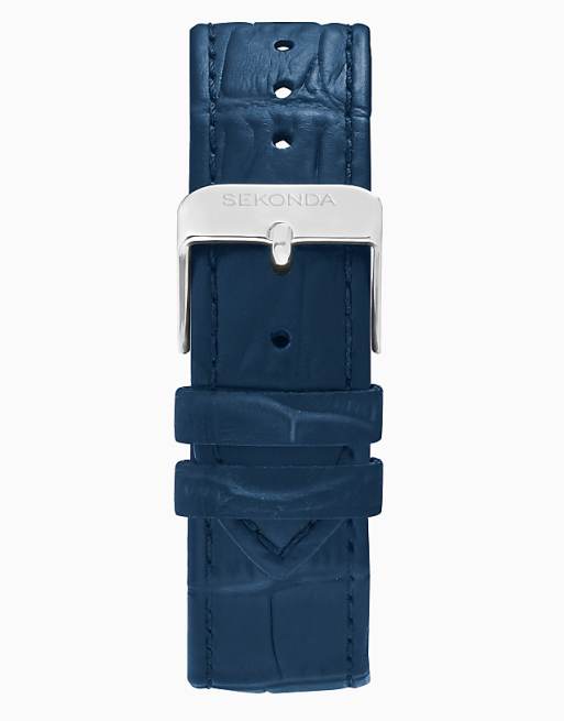 Sekonda Clement 28mm Rectangular Silver Watch In Blue - MBLUE