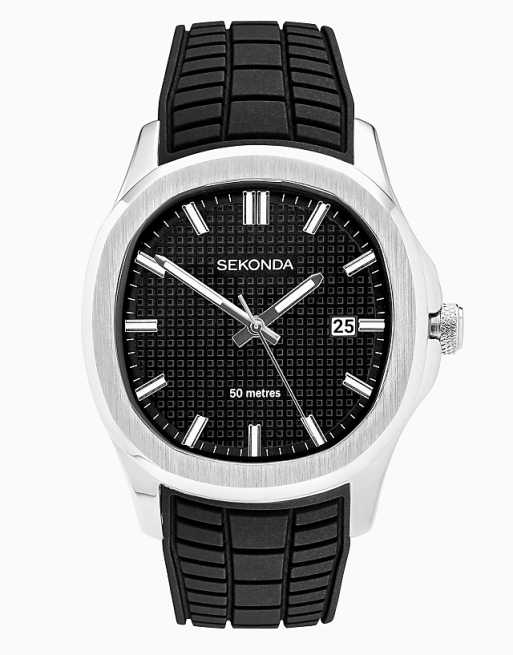 Sekonda octaire 40mm tv silver watch in black - BLACK
