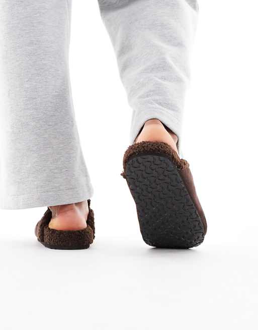 SEQWL Soda Fur Lined Mules In Chocolate