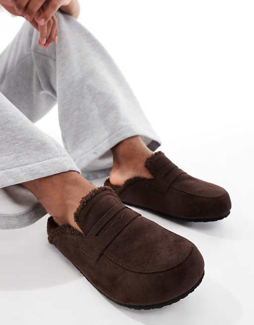 SEQWL Soda Fur Lined Mules In Chocolate