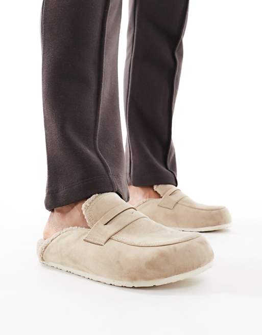 SEQWL Soda Fur Lined Mules In Taupe