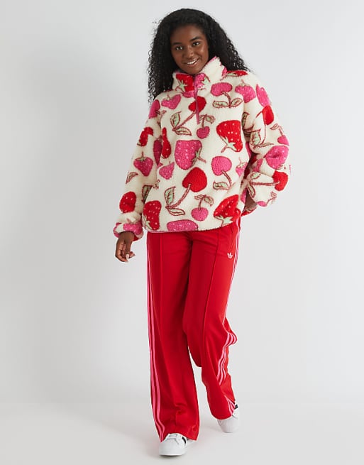 Skinnydip London Cherry And Strawberry Longline Fleece In Ecru