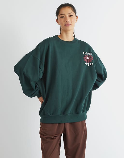 Skinnydip London Flower Market Sweatshirt In Green