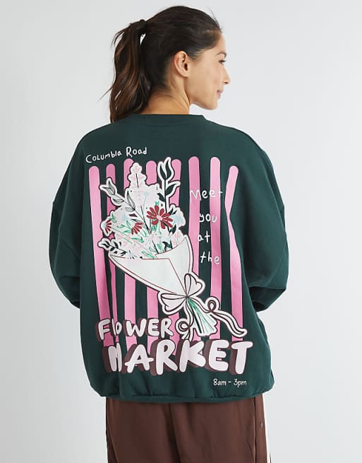 Skinnydip london flower market sweatshirt in green