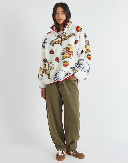 Skinnydip London Winnie The Pooh Longline Fleece In Ecru