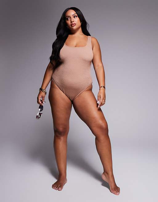 South Beach Curve Crinkle Swimsuit In Tigers Eye