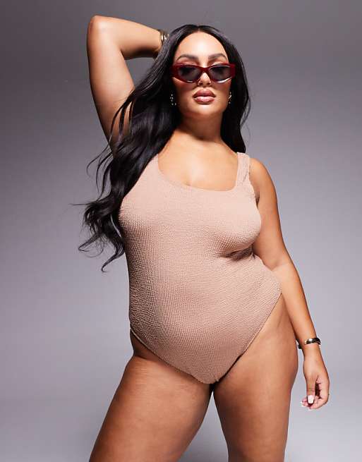 South Beach Curve crinkle swimsuit in tigers eye