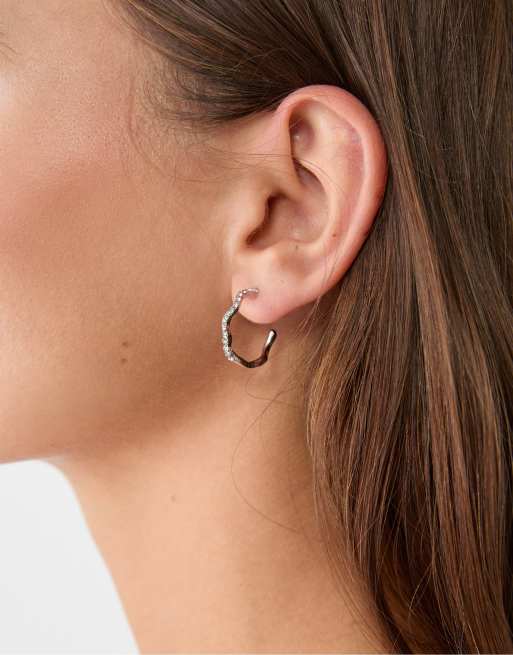 Stradivarius 9 Pack Of Mini Teardrop Earrings In Silver