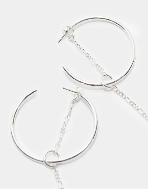 Stradivarius Beaded Hoop Earrings In Grey