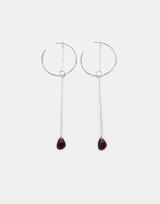 Stradivarius Beaded hoop earrings in grey