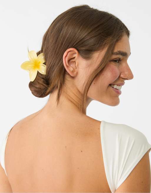 Stradivarius Pack Of 3 Floral Hair Clips In Gold