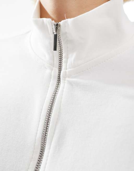 Stradivarius Soft Touch Zip Through Track Jacket In Ecru