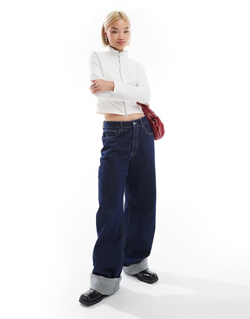 Stradivarius soft touch zip through track jacket in ecru