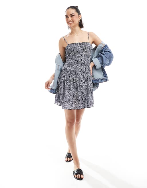 Stradivarius STR Ruched Mini Dress In Floral Print