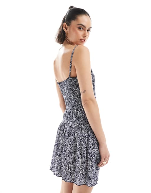 Stradivarius STR Ruched Mini Dress In Floral Print