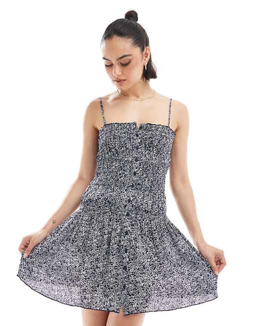 Stradivarius STR ruched mini dress in floral print