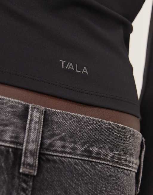 Tala DayFlex Built-in Support V Neck Long Sleeve Top In Black