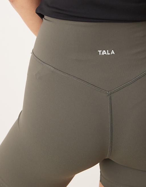 Tala DayFlex Wrap High Waisted Shorts In Dark Olive