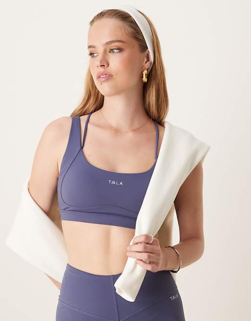 Tala SkinLuxe Tank Cross Back Sports Bra In Blue