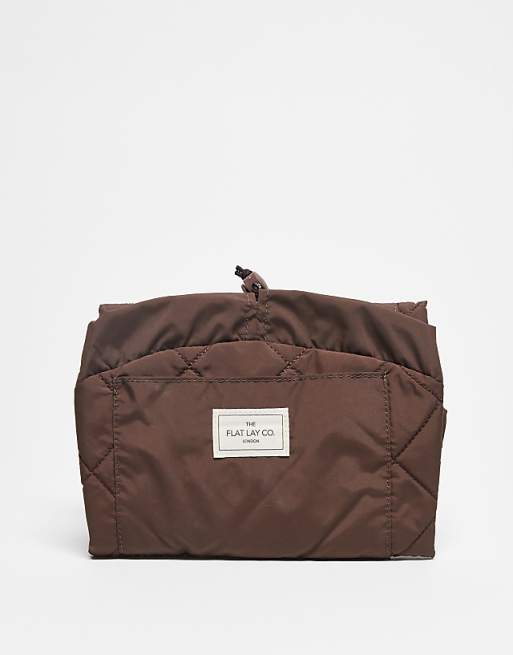 The Flat Lay Co. ASOS EXCLUSIVE Drawstring Makeup Bag- Espresso Brown