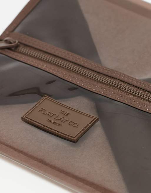 The Flat Lay Co. ASOS EXCLUSIVE Jelly Flat Lay Makeup Bag- Espresso Brown