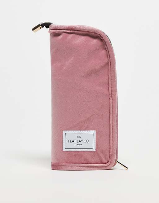 The Flat Lay Co. Standing Makeup Brush Case - Pink Velvet