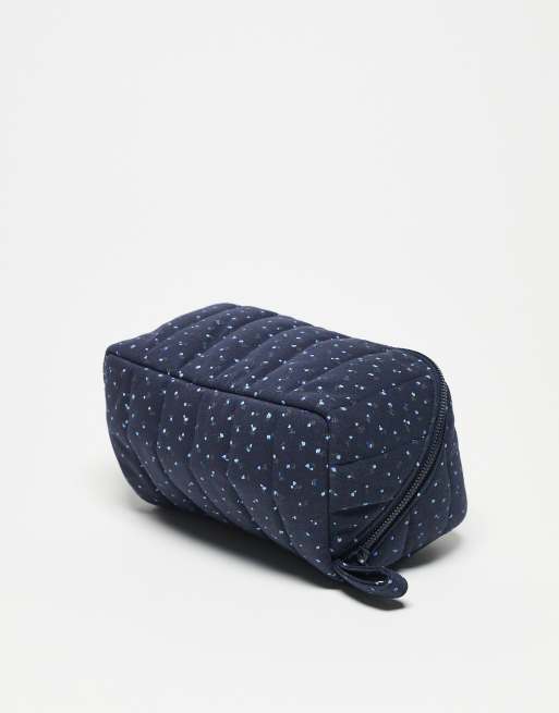The Flat Lay Co. X ASOS Exclusive Marshmallow Flat Lay Makeup Box Bag - Navy Blue Ditsy Floral