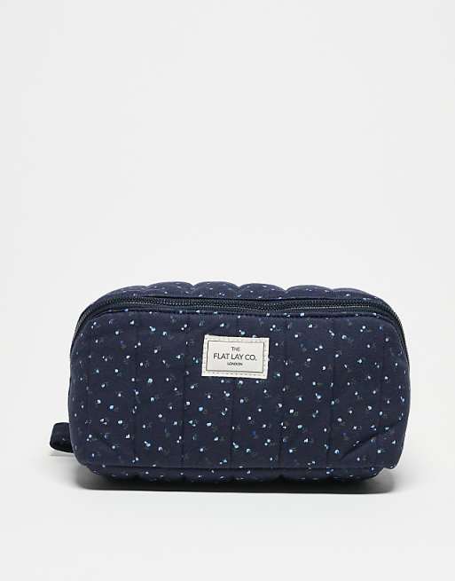 The Flat Lay Co. x ASOS Exclusive Marshmallow Flat Lay Makeup Box Bag - Navy Blue Ditsy Floral