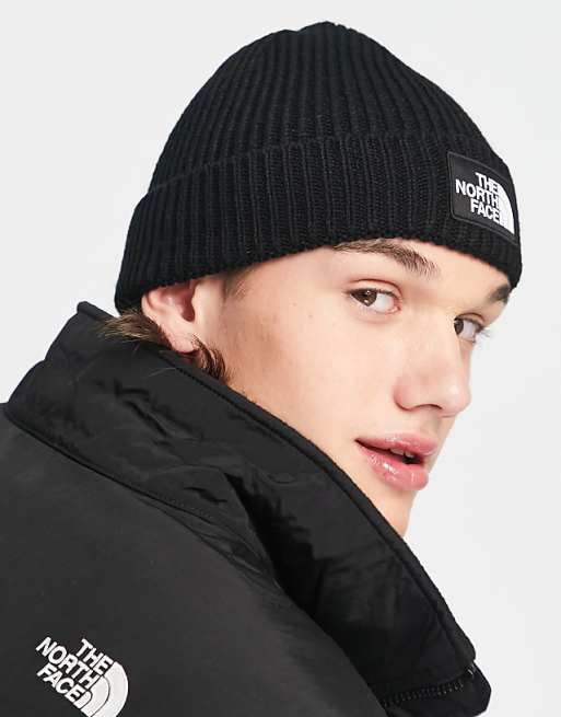 The North Face Box logo cuffed beanie in black