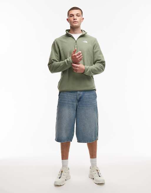 The North Face Glacier 1/4 Zip Logo Fleece In Light Green