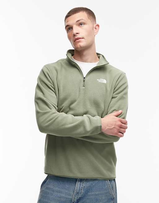 The North Face Glacier 1/4 zip logo fleece in light green
