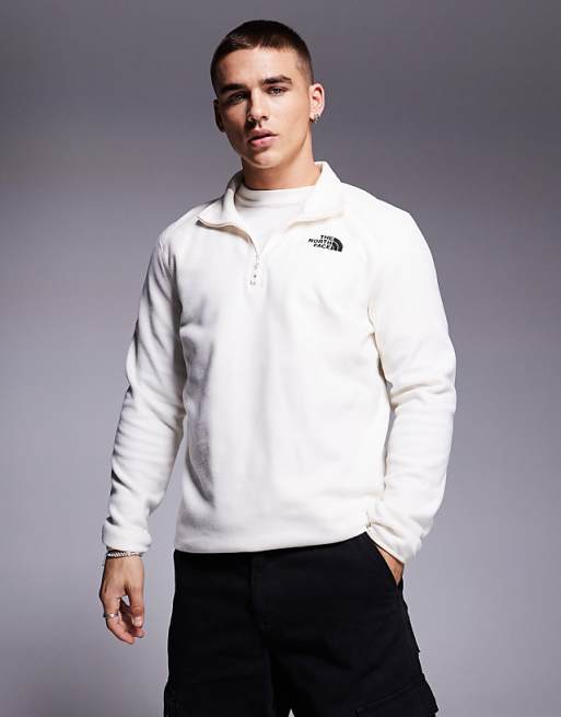 The North Face Glacier 1/4 zip logo fleece in off white