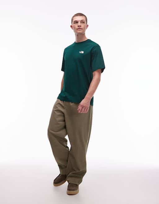 The North Face Mountain Sketch Backprint Oversized T-shirt In Dark Green