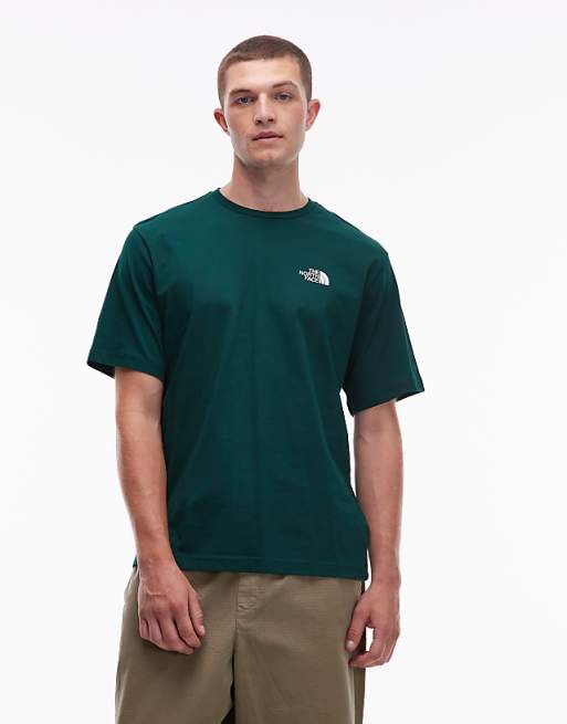 The North Face Mountain Sketch Backprint Oversized T-shirt In Dark Green