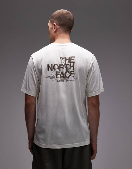 The North Face Mountain Sketch backprint oversized t-shirt in off white