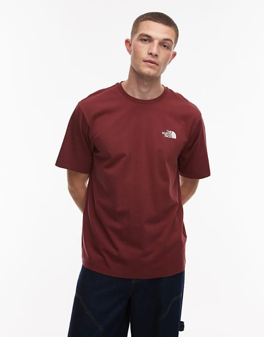 The North Face Mountain Sketch Backprint Oversized T-shirt In Burgundy