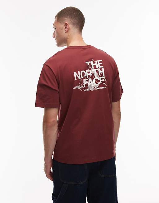 The North Face Mountain Sketch backprint oversized t-shirt in burgundy