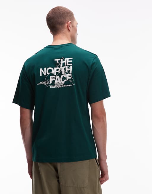 The North Face Mountain Sketch backprint oversized t-shirt in dark green