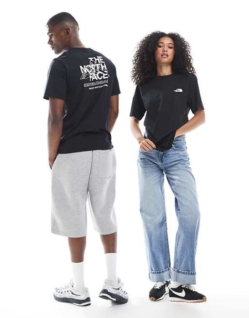 The North Face Mountain Sketch Unisex Backprint T-shirt In Black