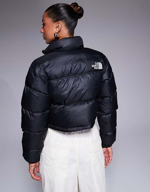 The North Face Nuptse Cropped Down Puffer Jacket In Black