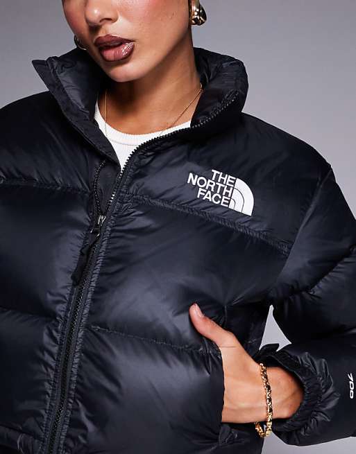 The North Face Nuptse Cropped Down Puffer Jacket In Black