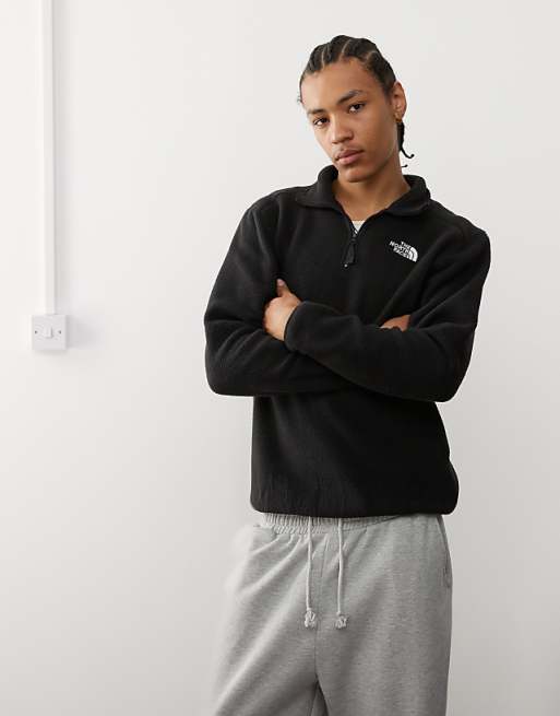 The North Face Shispare 1/4 zip logo fleece in black exclusive to ASOS