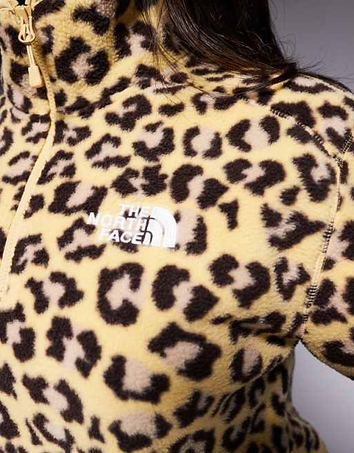 The North Face Shispare 1/4 Zip Logo Fleece In Leopard Print Exclusive To ASOS