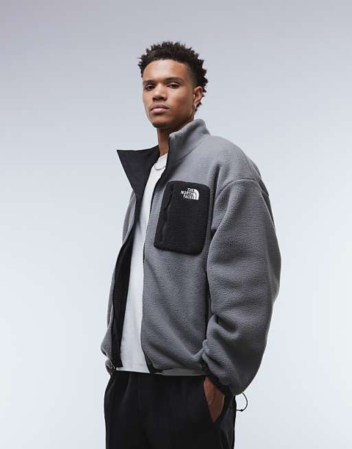 The North Face yumiori reversible fleece jacket in black and grey - BLACK
